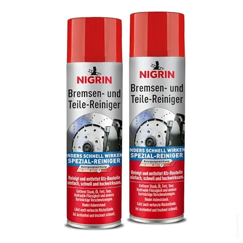 NIGRIN Limpiador de frenos, limpiador de piezas de motor para desengrasar partes de frenos, motores y máquinas, 500ml (Paquete de 2)