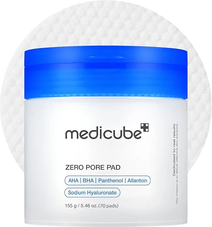 medicube 2.0, Tónicas Faciales De Doble Textura Para Exfoliar Y Cuidar Los Poros Con Un 4,5% De Ácido Láctico Aha (70 Unidades), Almohadillas Zero Pore