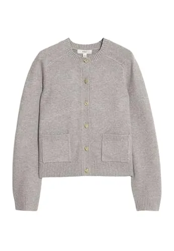 Marks & Spencer Air-Yarn Crew Neck Button Front Cropped Cardigan L