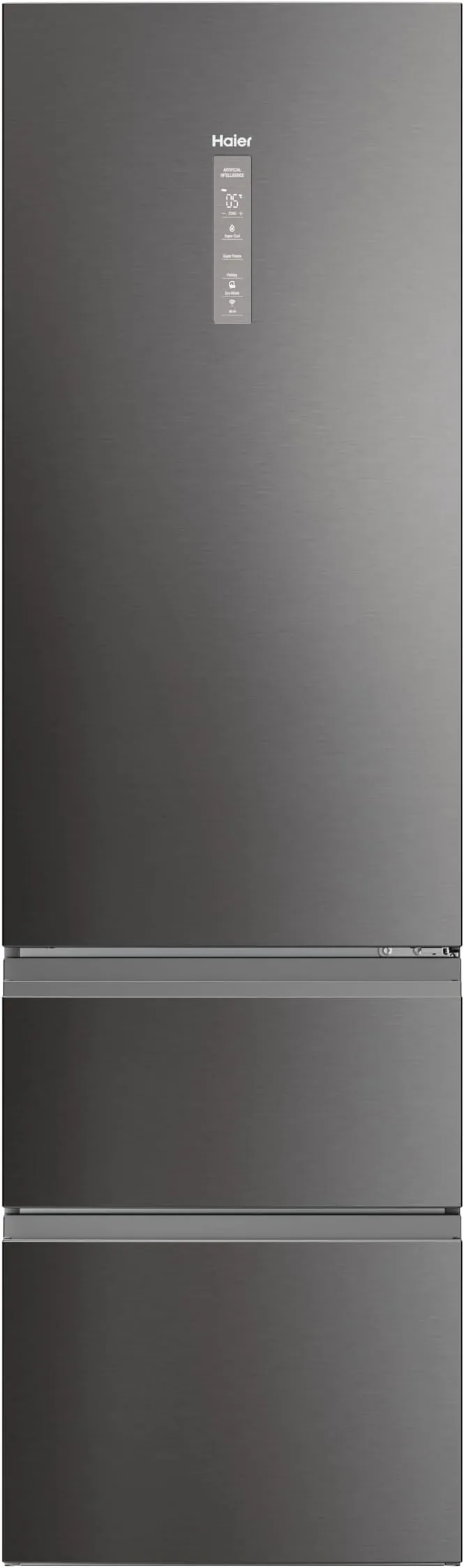 Haier 3D 60 Series 7 Pro HTW7620CNMP - Frigorífico Combi, WIFI, Botellero, Tecnología Antibacterias, 414L, My Zone, Cajón Humidity Zone, TotalNoFrost, An 59,5cm, Motor Inverter, Daylight, Inox Oscuro