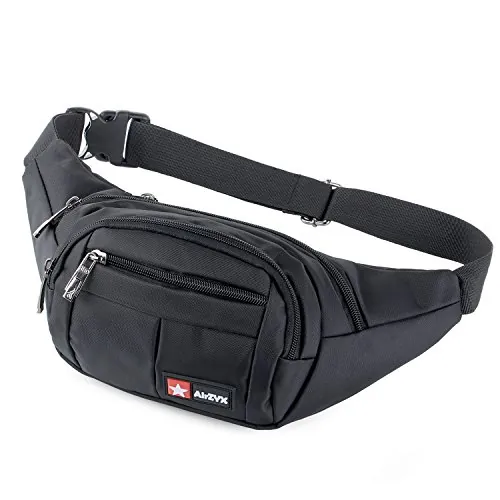 Riñoneras de Marcha Running de Acampada y Marcha Bolsos de Gimnasio Bolsos Bandolera para Hombre Mujer (Negro)