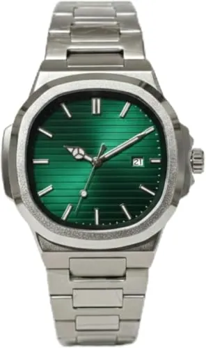 Genérico Reloj Hombre Acero Inoxidable, Resistente al Agua, Fecha y Manecillas Luminosas, Estilo Deportivo y Lujoso, Cómodo, Esfera Cuadrada de 40mm, Incluye Kit de Ajuste de Correa