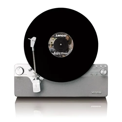 Lenco LSA-071SI - Tocadiscos Vertical Totalmente automático con Altavoces incorporados y Bluetooth® - Plata