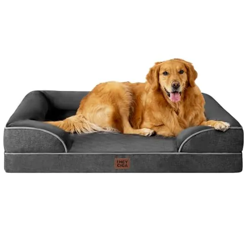 EHEYCIGA Cama Perro Extra Grande 112x81x16cm, Colchon Perro Impermeable Lavable con Espuma Viscoelástica, Sofá Perro Ortopedica Desmontable, Gris Oscuro