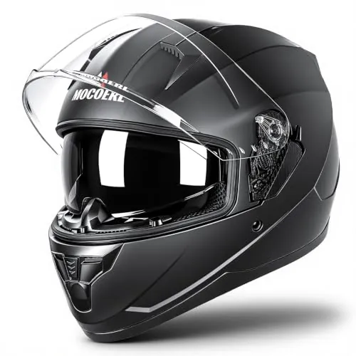 Casco Integral con Visera Solar | Casco de Moto Cascos integrales | Casco de Motocicleta Casco Integral Casco de ciclomotor ECE 22.06 | Ventilación de Barbilla y Cabeza | para Mujeres y Hombres (M)