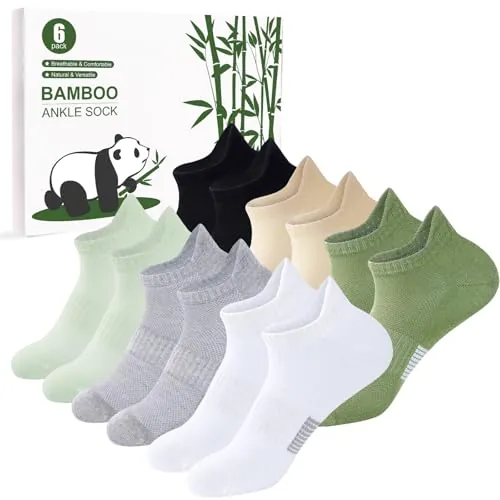 inaWarm Calcetines deportes de bambú para Mujer/Niñas, 6 pares,calcetines cortos，running，transpirables,calcetines tobilleros，con caja de regalo Multicolor Talla M