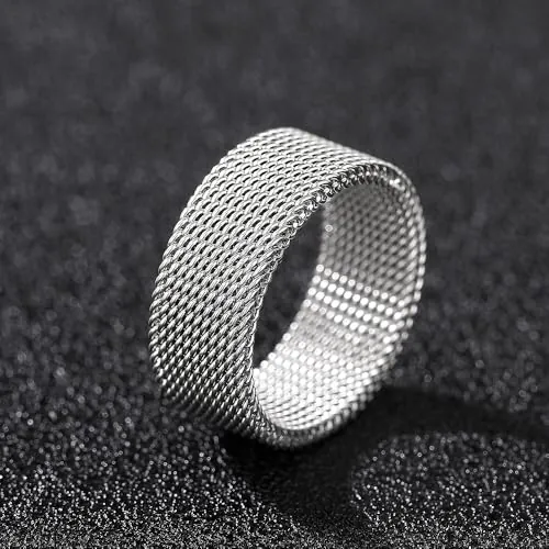 Anillo simple moderno de acero inoxidable tejido para mujer/hombre, joyería versátil para el día a día, 9, Acero inoxidable, Sin piedra preciosa