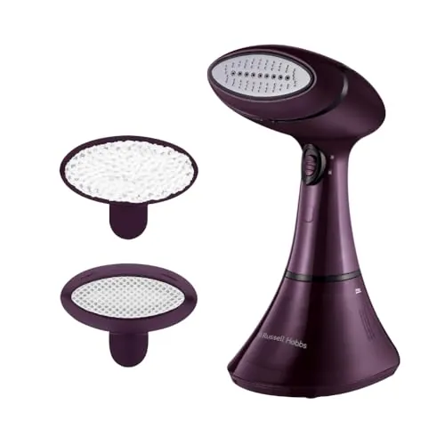 Russell Hobbs Plancha vertical vapor [1800 W, vapor 20 g/min] Steam Genie Colour Control (antibacteriana, suela cerámica, 2 accesorios: para tapicería y tejidos delicados, apta para viajes) 27410-56