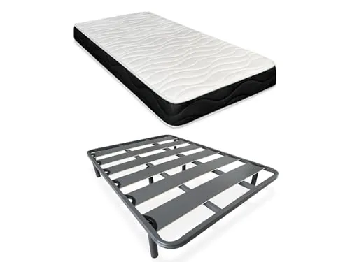 DUÉRMETE ONLINE - Cama Completa con Colchón Fresh Reversible (Cara Invierno/Verano) + Somier Reforzado 40x30mm con 6 Patas Metálicas Roscadas, 150 x 190