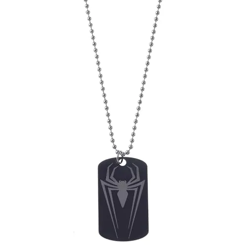 Marvel Collar de acero inoxidable con colgante de Spider-Man para niños, longitud 56 cm