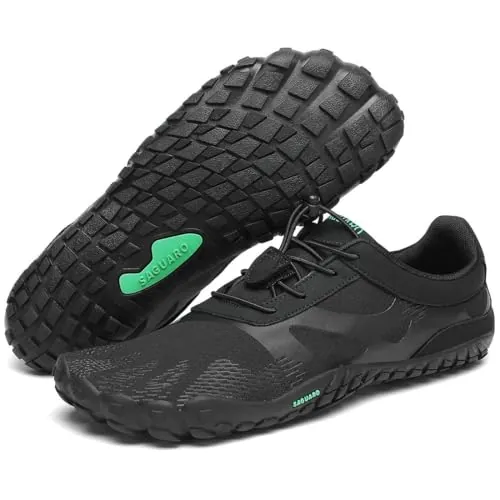 SAGUARO Zapatillas Barefoot Hombre Mujer Zapatillas Minimalistas para Deportes Acuaticos - Ligeras Antideslizante Respirable con Caja Suela Zero Drop, Onyx Negro, 43 EU