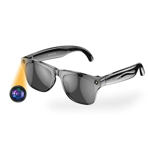 Denash Gafas Inteligentes de IA con Cámara 4K, Bluetooth 5.4, Traducción en Tiempo Real, Altavoces Duales para Viajes, Negocios y Música (Black)