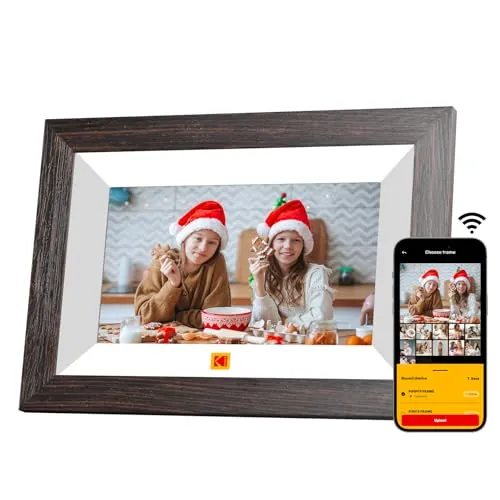 KODAK Marco de Fotos Digital, WiFi Marco Digital 7 Pulgadas, 32GB Memoria, HD IPS Pantalla Táctil, Marco Digital de Fotos, Rotación Automática, Fácil Compartir para Fotos y Vídeos via App o Tarjeta SD