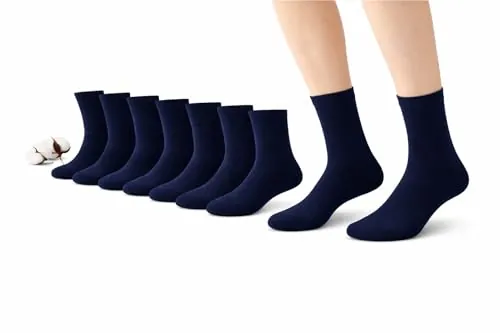 CYS Calcetines Para Niños Niñas Kids Infantiles Coloridos Calcetines de Deporte Colegio 6 pares (33-36, AZUL)