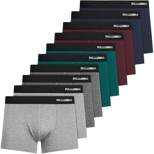 Fullluwaa Calzoncillos Hombre Boxer Pack de 10, Algodón, Suaves y Cómodos
