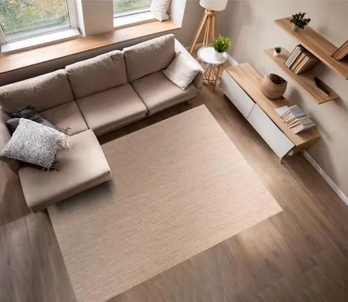 STORESBASIC Alfombra Vinílica Trenzada Antideslizante Interior/Exterior Beige 200x290 cm