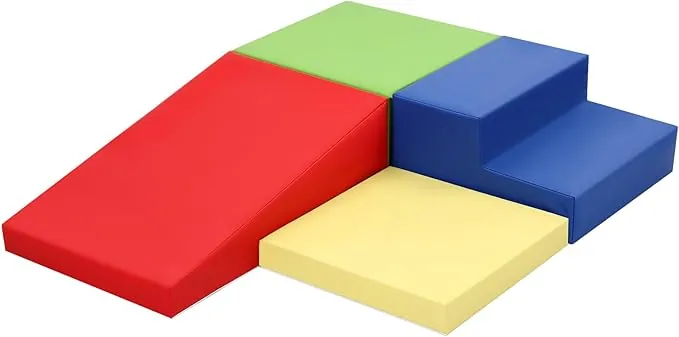 JungleDove Juego de 4 Bloques de Espuma para Niños: Cuero Sintético Bloques Psicomotricidad Infantil - Set de Escalada Escalera Rampa Extendida para Interior Infantil para Escalar y Niños de 3 Años