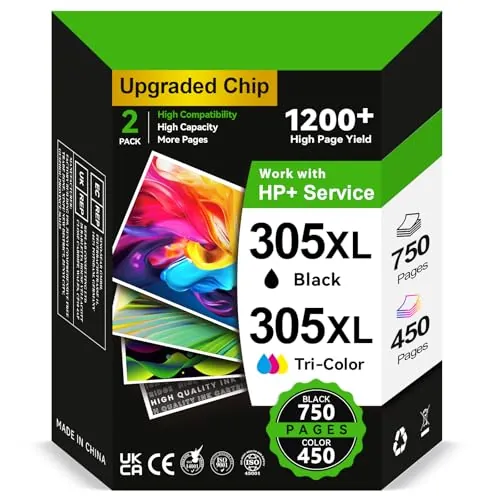 Tinta 305 XL, Cartuchos 305 XL Reemplazo para Cartucho Tinta HP 305 XL Negro y Color Pack Original, Tinta Impresora 305 para DeskJet 2700 2720 2710 2300 Plus 4120 4100 4110 Envy 6000 6032 6020