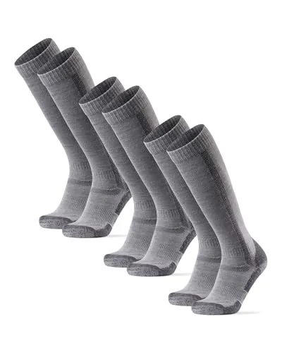 DANISH ENDURANCE Calcetines Merino Rodilla 1 y 3 Pack, 3x Gris Claro, 35-38