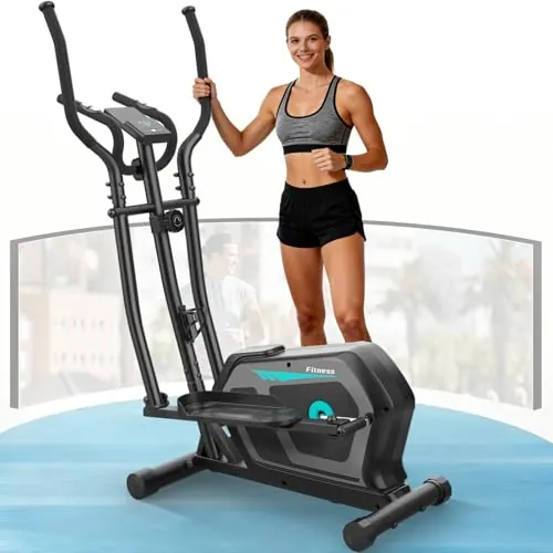 Bicicleta Elíptica,3 en 1 Máquina Elíptica para Casa con 16 Niveles de Resistencia,Monitor LCD, Bluetooth App y Soporte para Dispositivos,Pedal Antideslizante (Negro)