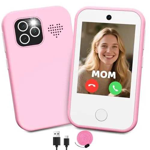 CHAKEYAKE Smartphone Niños 4G sin Contrato, Movil niños con Llamadas, Pantalla Táctil HD 2.8", Doble Cámara, Reproductor MP3, Linterna, Juegos Educativos, Regalo De Cumpleaños 3-12 Años, Rosa