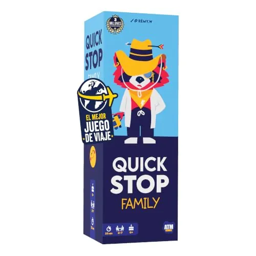 ATM Gaming Quickstop Family – El Juego de Mesa Más Divertido para Toda la Familia | a Partir de 6 años, de 2 a 7 Jugadores y Reglas en 1 min - Juego de Vaije