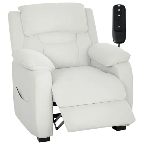 HOMCOM Sillón Relax Reclinable Eléctrico 2 Posiciones de Memoria Crema