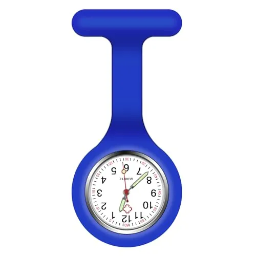 Vicloon Reloj de Bolsillo de Silicona con Broche, Reloj de Enfermera de Bolsillo para Enfermera con Broche para Unisexo Reloj Paraméd Nurse Fob, Regalo para Enfermera Médico（Azul ）