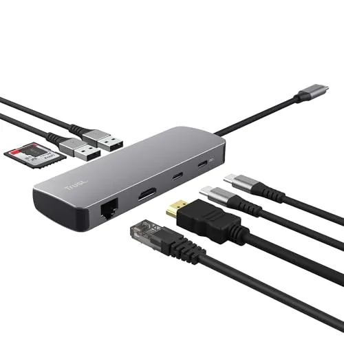 Trust Vylor Hub USB C 8-in-1 Adaptador Docking Station PC Computadora