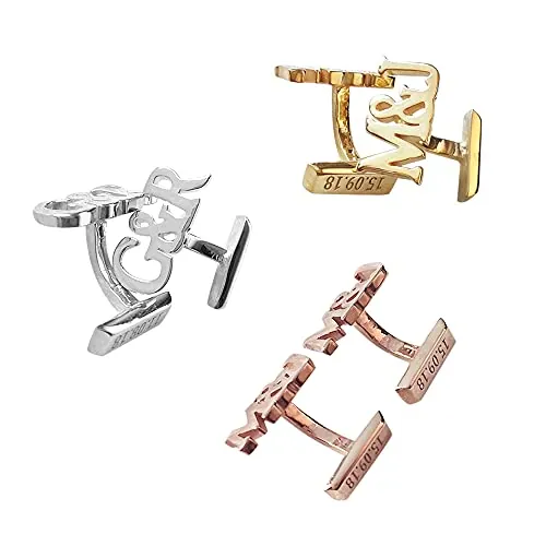 Albertband Gemelos Personalizados con Letra ABC Grabada para Hombre - Negocios, Fiesta, Navidad, Novio, Mejor Hombre, Cumpleaños