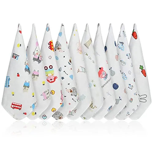 Aolso Muselinas Bebe Algodon 30x30cm, 10pcs Toalla Facial Infantil, Toallas De Muselina, Suaves Paños de Muselina para bebé, Gasas para Bebes Nacidos