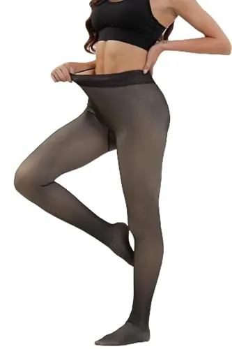 Merlvida Medias Térmicas Mujer Con Interior de Forro Polar, Reductoras Transparentes, Invierno Mallas Alto Cintura Leggings Pantimedias Leotardos Talla Grande S-3XL