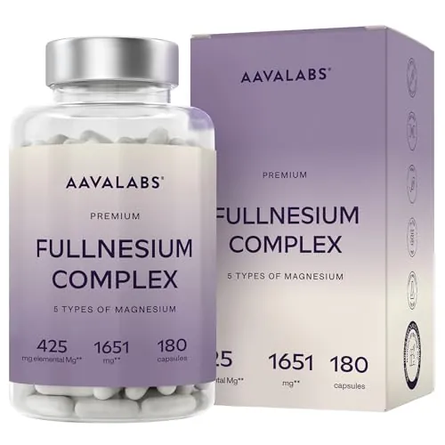 Magnesio Complex 825mg, 180 Cápsulas, 6 Meses de Suministro con Glicinato de Magnesio, Taurato, Malato, Óxido y Citrato