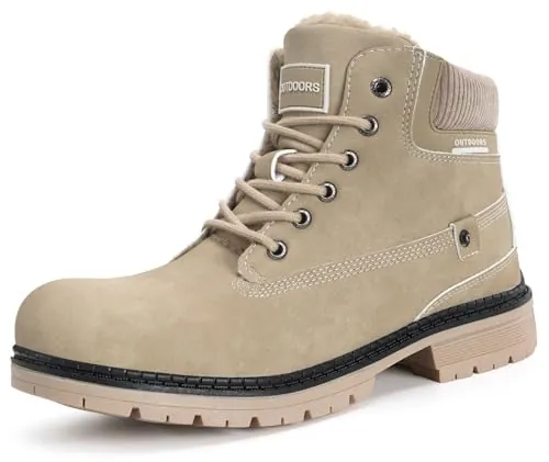 Botas de Invierno Hombre Mujer Botines de Nieve, Caqui, 38