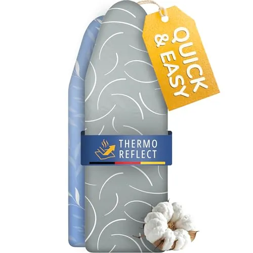 Yellocean Turbo Funda para Tabla de Planchar 140x40 – Reflectante al Calor para Planchado rápido – fácil Montaje con elástico – Doble Acolchado | Talla L