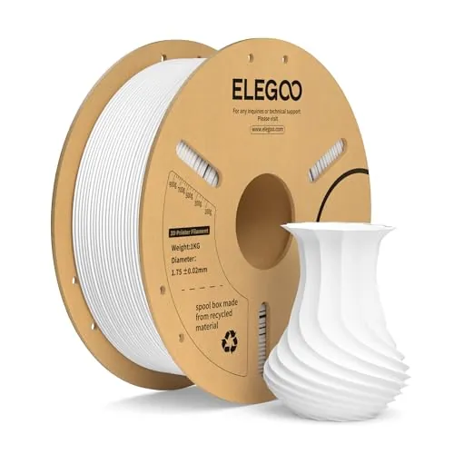 ELEGOO Filamento PLA+ 1.75 1KG Blanco, Filamento PLA Plus para Impresora 3D, Precisión Dimensional +/- 0.02mm, Carrete Filamento 3D,para Mayoría Impresoras 3D