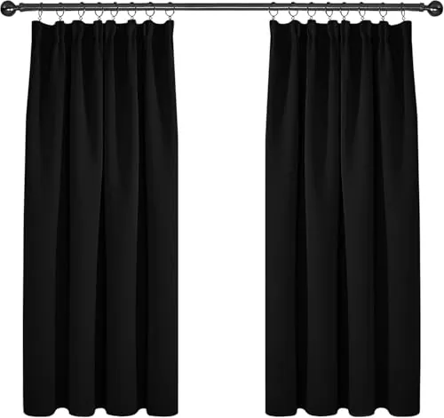 Deconovo Cortinas Opacas Térmicas, 2 Piezas, 117x138 cm, Negro