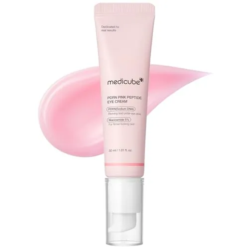 medicube Salmon DNA PDRN Pink Peptide Eye Serum con niacinamida y retinol de pureza 99% para líneas finas y tono desigual | Cuidado de la piel coreano 1.01 fl.oz