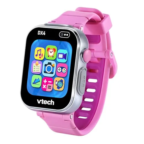 VTech - KidiZoom Smartwatch DX4, Color Rosa, Cámara Dual para Fotos y Selfies, Juegos, Podómetro, Pantalla Vertical a Color, Reproductor de música, Versión ESP