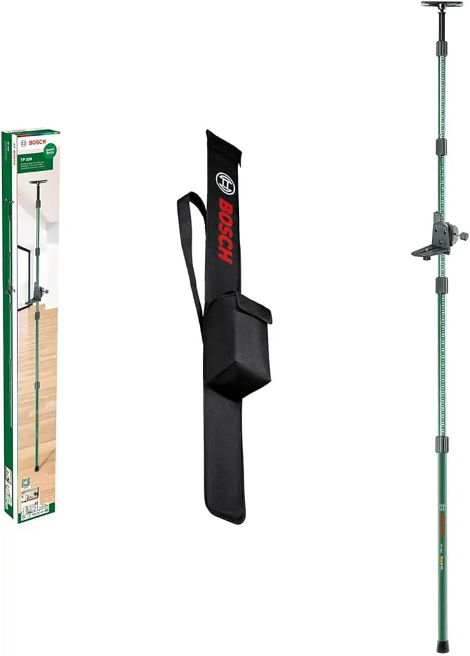 Bosch bastón telescópico TP 320, estuche de protección (altura regulable de 106-320 cm, en caja de cartón)