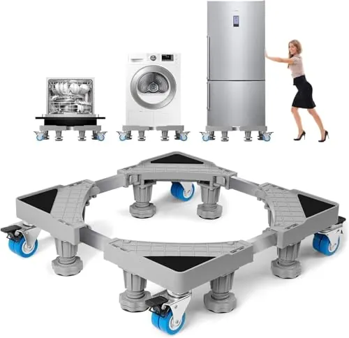 WUFANC Base Lavadora Con 8 Patas Y 4 Ruedas, Soporte Lavadora Secadora Antideslizante Y Amortiguadora, Tama O Ajustable(42-66 Cm), Plataforma Con Ruedas Capacidad (Carga de 300 KG)