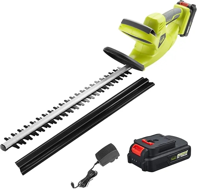 DEWINNER Cortasetos inalámbricos de 20 V, Doble Interruptor y Doble asa, con batería de Litio de 2,0 Ah y Cargador, 65 cm Hoja asimétrica