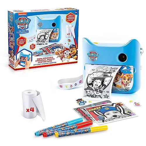 Canal Toys - Paw Patrol - Cámara de Impresión Instantánea de la Patrulla Canina con 4 Rollos de Papel y 4 Rotuladores - PPC 037