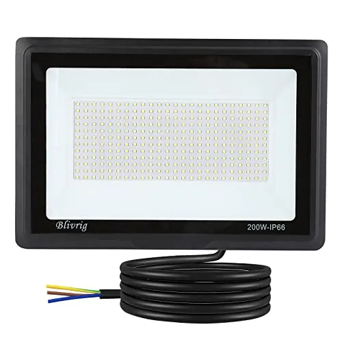 Blivrig Focos LED Exterior 200W, Foco Exterior Blanco Frío 6000K 20000LM