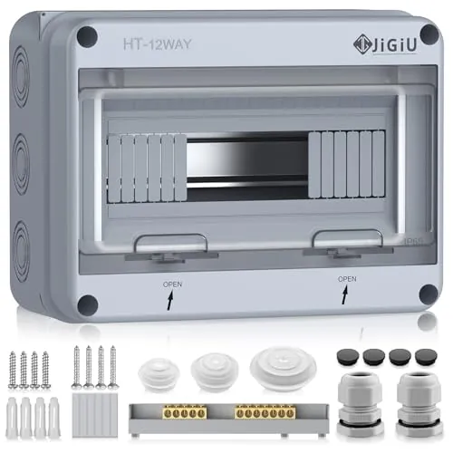 JiGiU Caja de Distribución de 12 Módulos, Caja de Fusibles Empotrada IP65