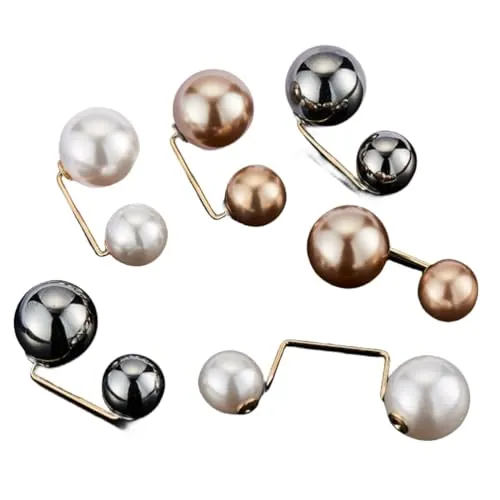 LJFEA Broche de Perlas de imitación Dobles para Mujer, 12 Piezas, Cuello cárdigan, Bufanda, Clip, Pinzas para la Ropa, Accesorios de Ropa, Joyas para Regalos Mujeres niñas, Metal