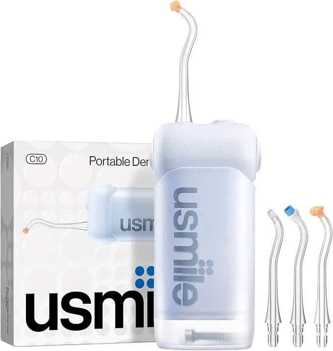 usmile Irrigador bucal portátil C10 – 95 días de duración de la batería, 4 modos de limpieza, depósito de 180 ml, IPX7 resistente al agua, ideal para viajes, aparatos ortopédicos, implantes y encías
