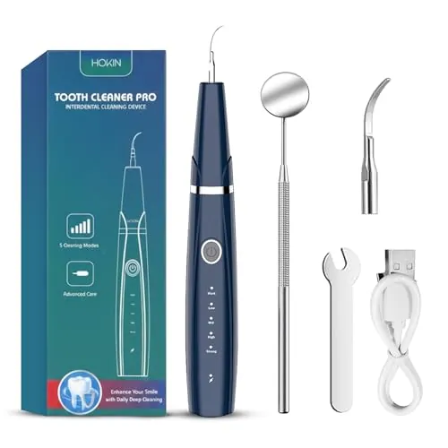 HOKIN Limpieza Dental 5 Piezas de Acero Inoxidable Blanqueamiento Dental Para Hombres, Mujeres, Niños y Mascota (Azul)