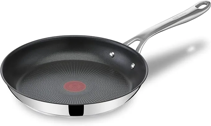 Tefal Jamie Oliver - Sartén 24 cm, Apto inducción, antiadherente, revestimiento titanio, Thermo-signal, apto lavavajillas y horno, acero inoxidable