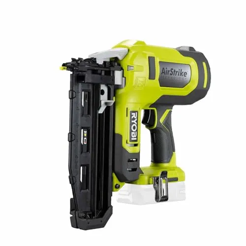 RYOBI - Clavadora de Acabado 16G Aire Comprimido 18V ONE+ - Punta 19-64mm - Cabezal 1,6mm - Cargador 100 Clavos - con 500 Clavos, 2 Puntas de Protección de Material, 1 Gancho de Cinturón - R16GN18-0
